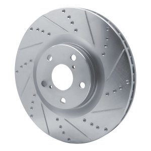 Lexus IS350 Brake Rotor (1) - Left Front - R1 Concepts - Drilled & Slotted - Silver - `09-`11